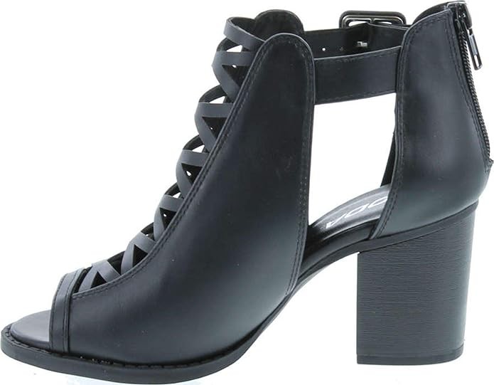 Soda ARAN ~ Women Open Toe Crisscross Straps Back Zipper High Heel Fashion Sandal with Adjustable Ankle Strap