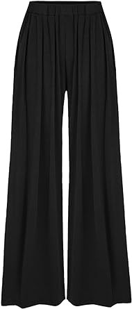 CIDER Wide Leg Palazzo Pants for Women with Pockets Elastic Business Causal Pants Women Summer for Beach Travel Trousers