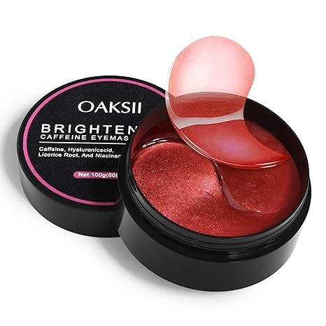 OAKSII Caffeine Under Eye Patches, 60 Pcs Brightening Eye Masks for Dark Circles and Puffiness with Hyaluronic Acid, Gel Pads Reduces Wrinkles Revitalises and Refreshes for Puffy Eyes