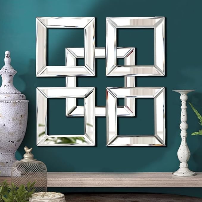 QMDECOR Square Mirrored Wall Decor Decorative Mirror 12x12 inches Modern Fashion DIY Silver Wall-Mounted Mirrors Visit the QMDECOR Store