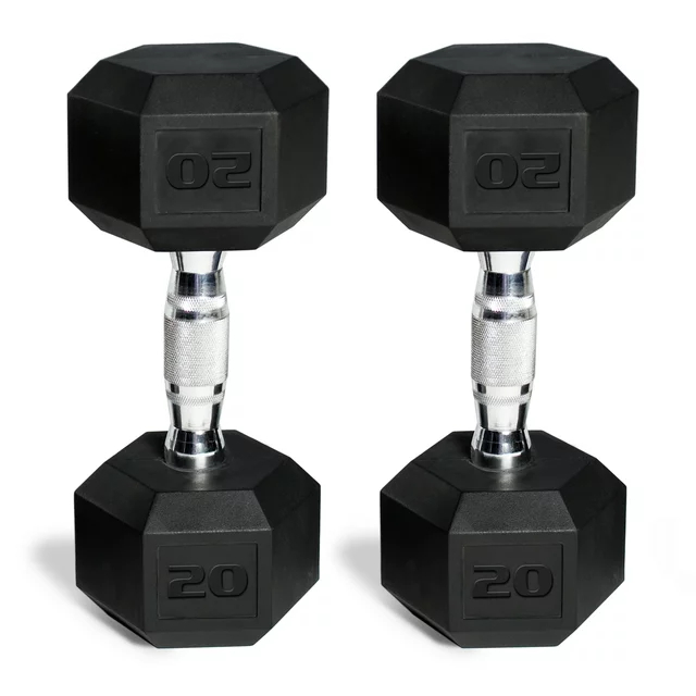 CAP Barbell, 20lb Coated Rubber Hex Dumbbell, Pair